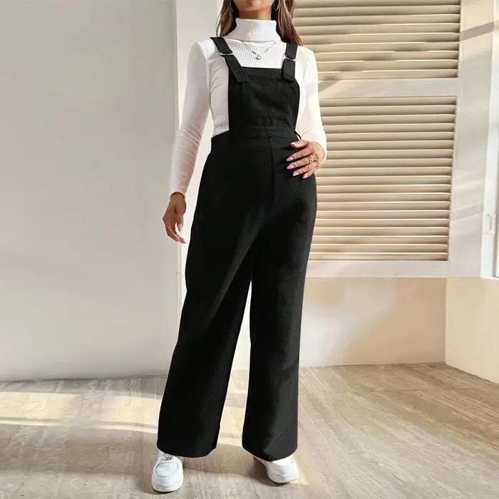 Vêtements de maternité automne et hiver mode femmes enceintes pantalons avec taille élastique ample velours côtelé salopette de grossesse pantalon