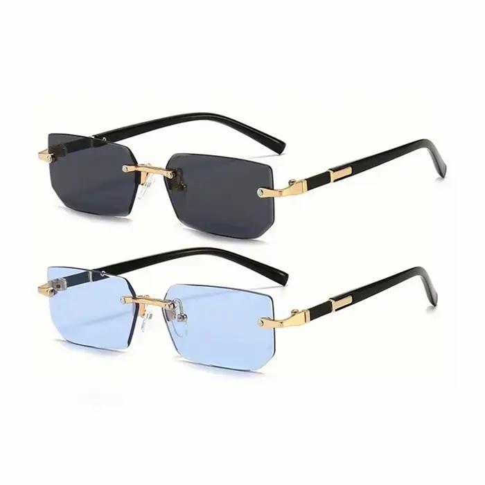 Lunettes de soleil rectangulaires sans monture pour hommes et femmes, nuances populaires, petites lu