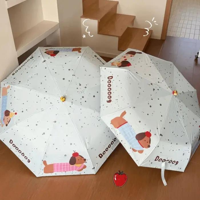 Parapluie pliant teckel à motif de chien