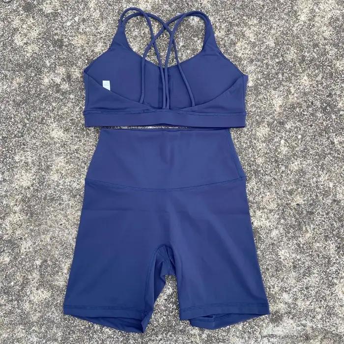 Ensemble de cyclisme court de Yoga pour femmes, couleur unie, doux, dos croisé, soutien-gorge + Legg