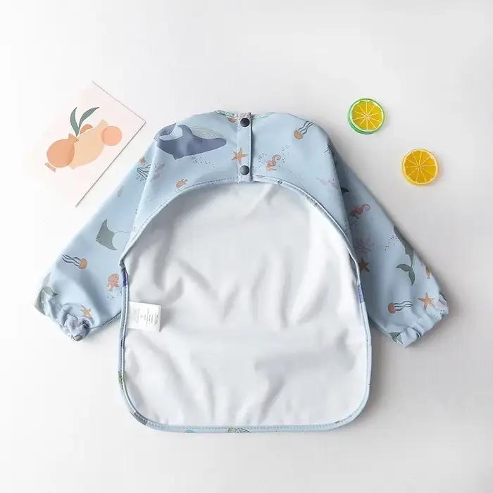 Bavoir Doux et Imperméable à Manches sulfpour Bébé, Tablier d'Alimentation Réglable pour Petit Garçon et Fille