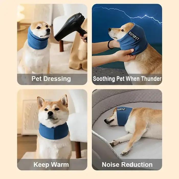 Cache-oreilles de toilettage doux et chaud pour chiens, anti-bruit, manchon pour séchage par soufflage, chapeau en tissu pour animaux de compagnie, toilettage et bain