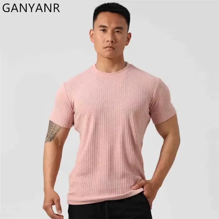 GANYANR vêtements de sport hommes course T-shirt été