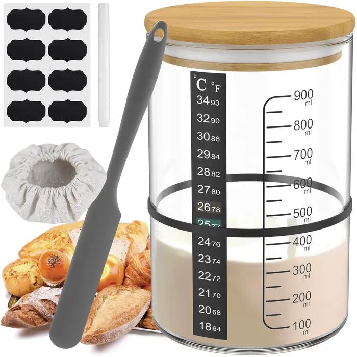 Pot de Fermentation au levain 900ml, récipient de démarrage au levain, pot en verre transparent, fou