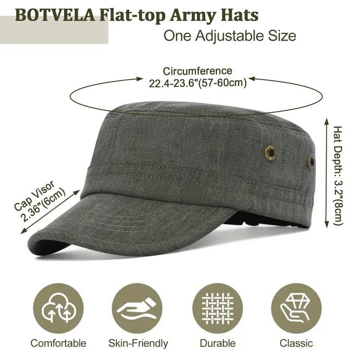 Casquette militaire en sergé de coton pour hommes et femmes