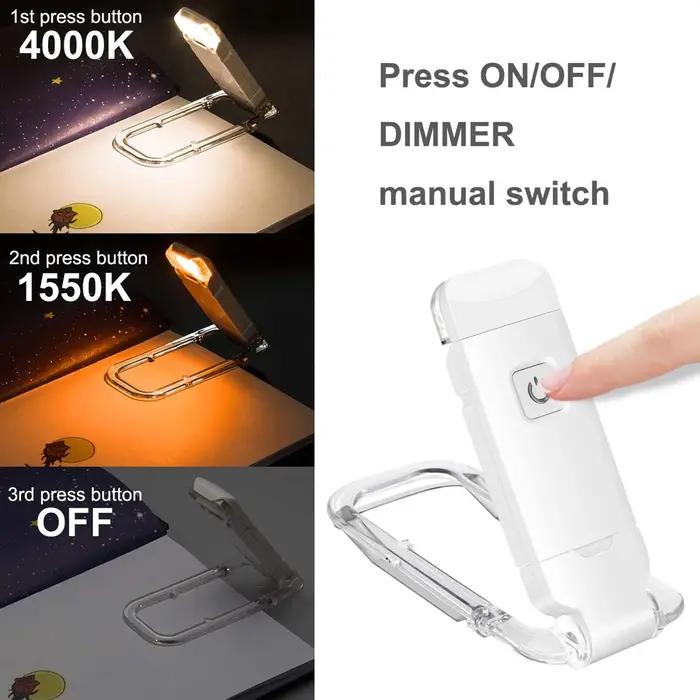 USB Rechargeable livre lampe de lecture luminosité réglable LED pince sur livre lumière soins des ye