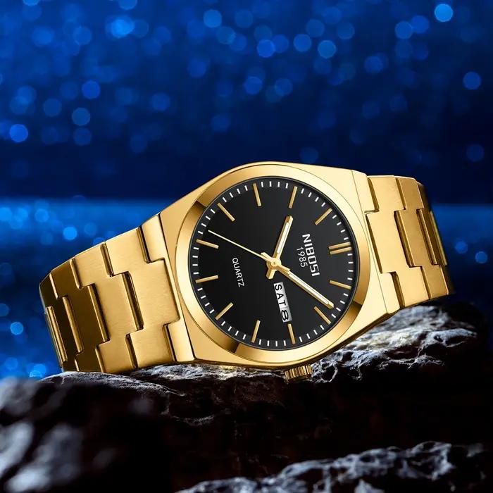Montre sport homme NIBOSI luxe quartz - Étanche luminescente date semaine acier inoxydable