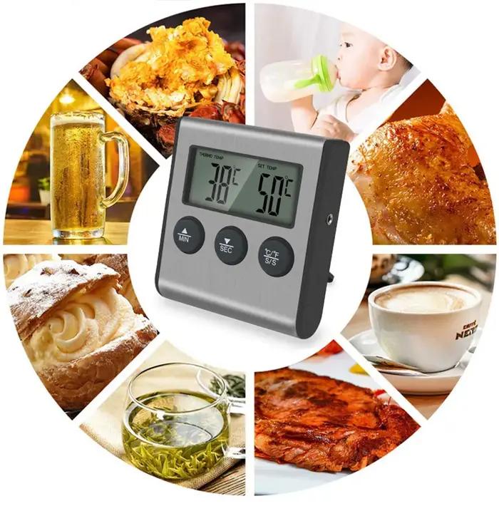Thermomètre de cuisine numérique, four à barbecue, gril à viande, fonction minuterie, compteur de ch