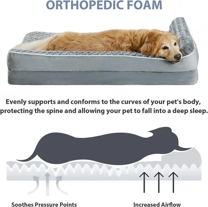 Lit orthopedique impermepable pour chiens grandes tailles avec housse amovible et support articulaire pour un repos confortable et hygienique