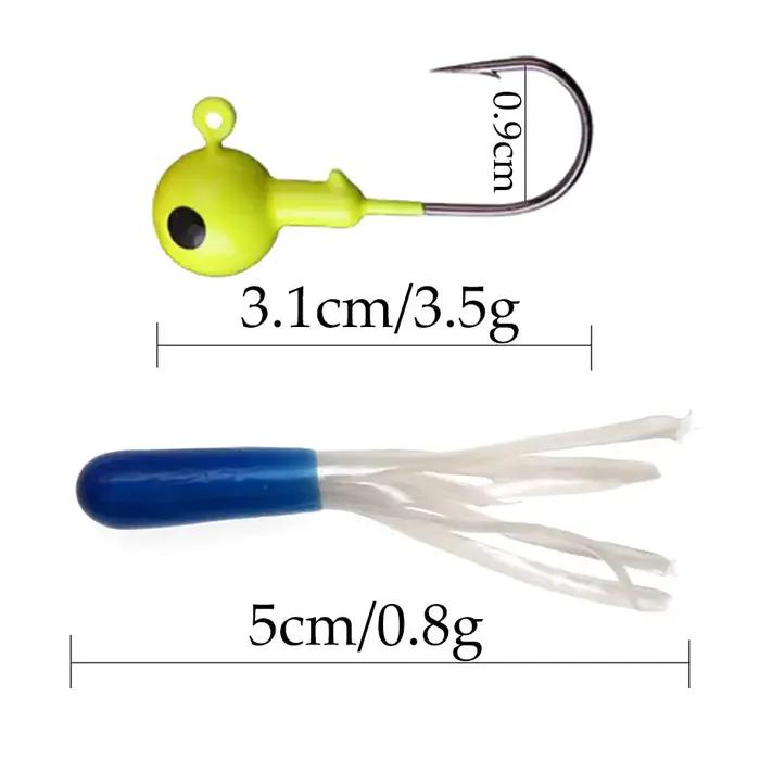 JYJ-Ensemble de leurres de pêche avec tube souple et hameçon à tête de gabarit, appâts en pton pour
