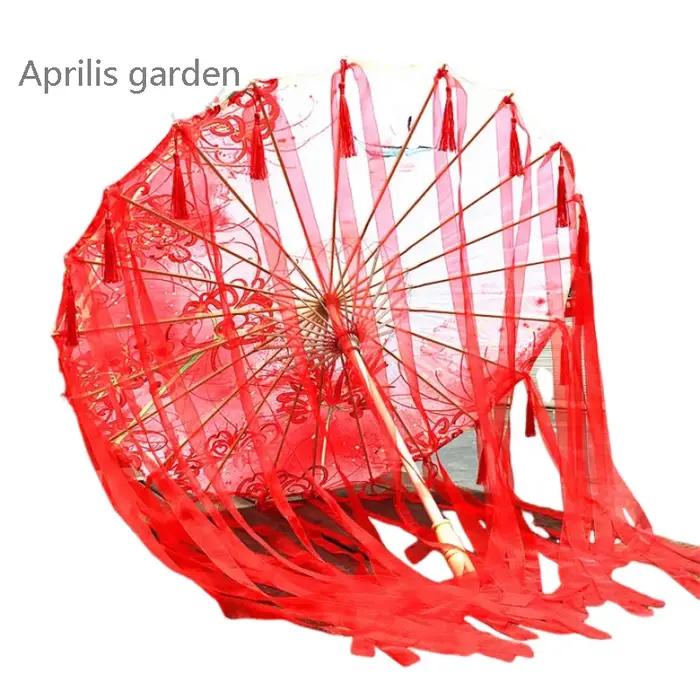 Parapluie en dentelle pour spectacle de danse chinoise, parapluie classique Hanfu en papier à l'huil