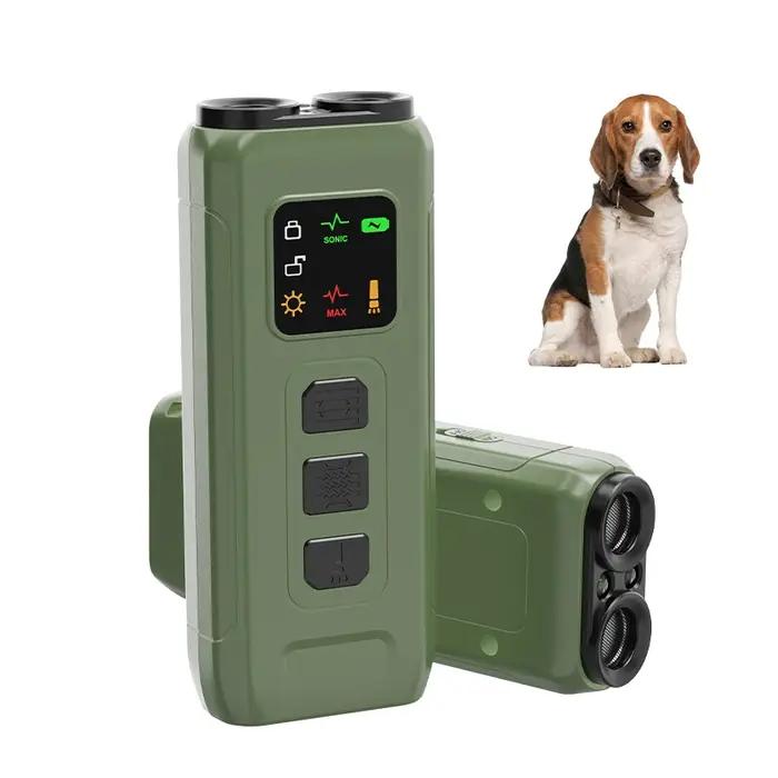 Dispositif Répulsif Anti-Aboiement pour Chiens à Double Tête avec Flash LED, Contrôle des Aboiements en Extérieur, Appareil Anti-Aboiement Rechargeable pour Chiens