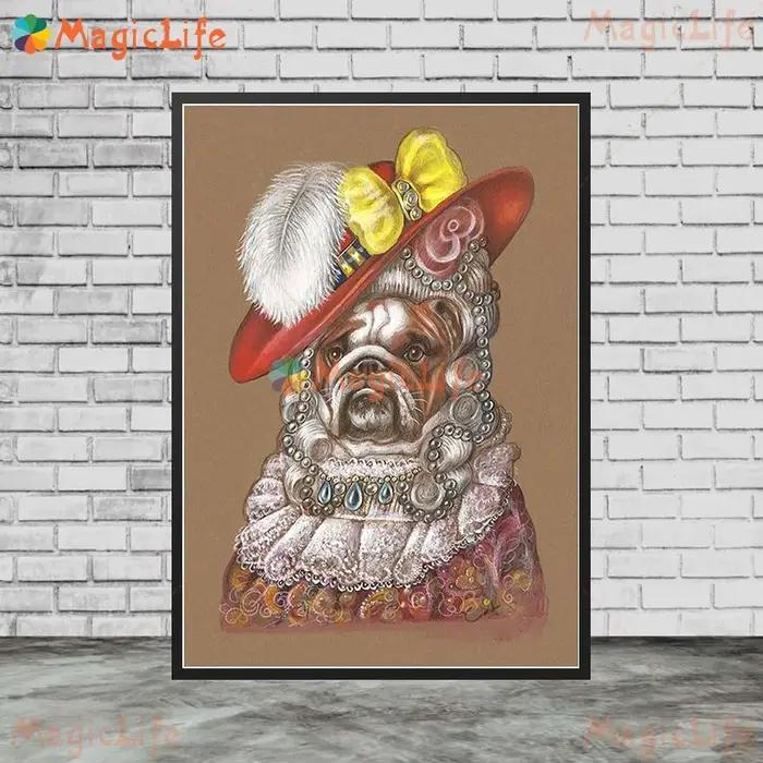 Affiches murales de dessin animé avec Portrait d'animaux de chien drôle