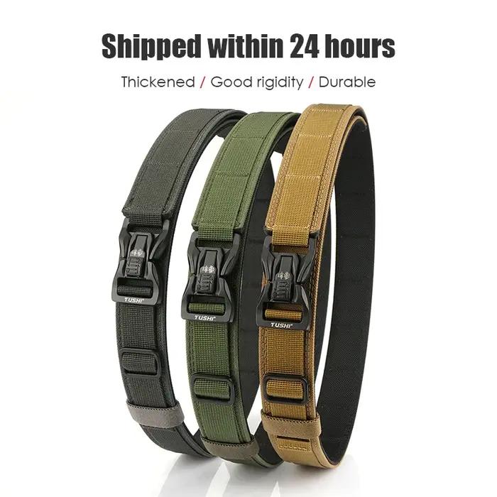VATLTY Nouveau Ceinture de pantalon rigide pour hommes Boucle en métal Ceinture tactique militaire à