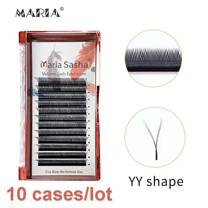 Maria 10 étuis YY forme cils beauté 0.05/0.07 YY Type V Extension de cils maquillage naturellement d