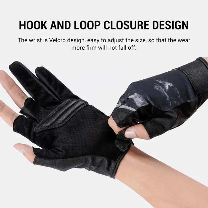 Noeby gants de pêche demi-doigt UPF50 + Protection solaire UV séchage rapide anti-dérapant ultra-min