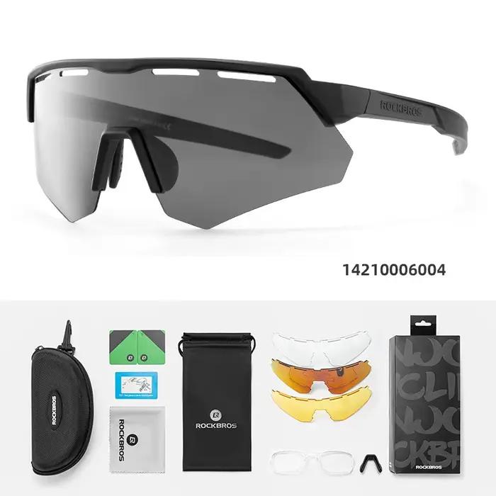 Lunettes vélo polarisées ROCKBROS 4 verres interchangeables pour VTT route avec monture myopie