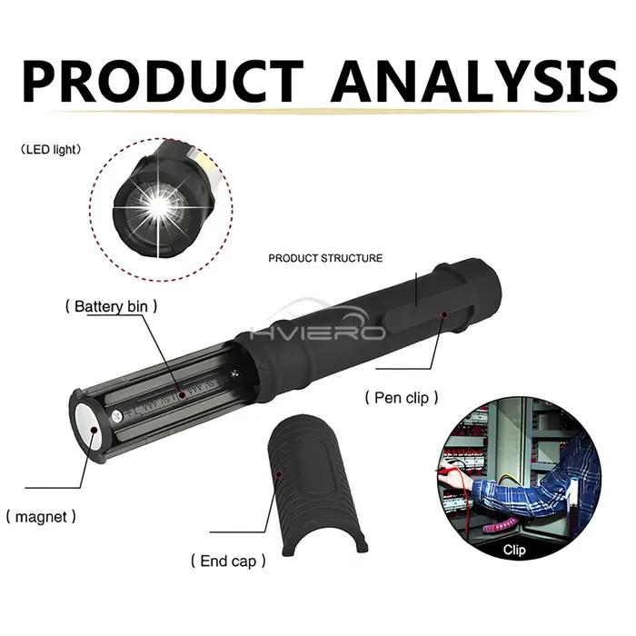 1/2/4X multi-fonction COB LED Portable Mini stylo lampe de travail Torches d'inspection Base magnéti