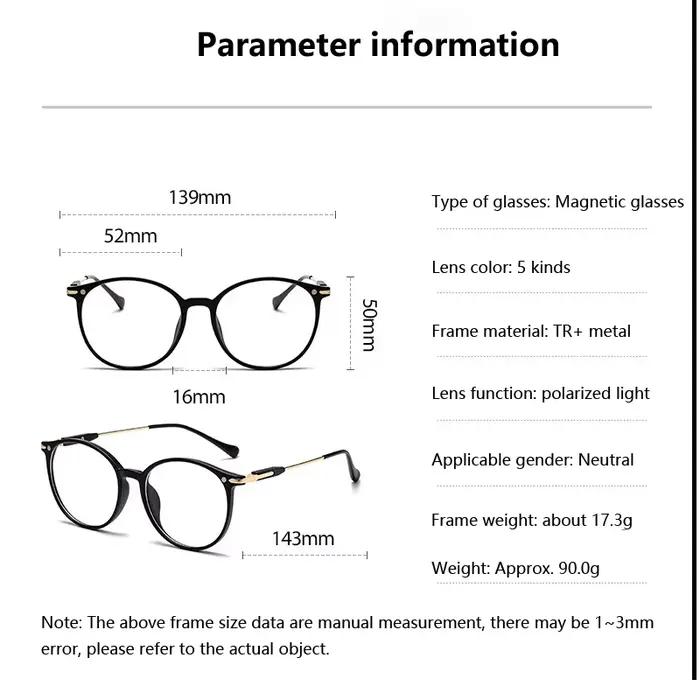 Lunettes de soleil à clip polarisées noires pour femmes, monture myopie TR90, aspiration magnétique,