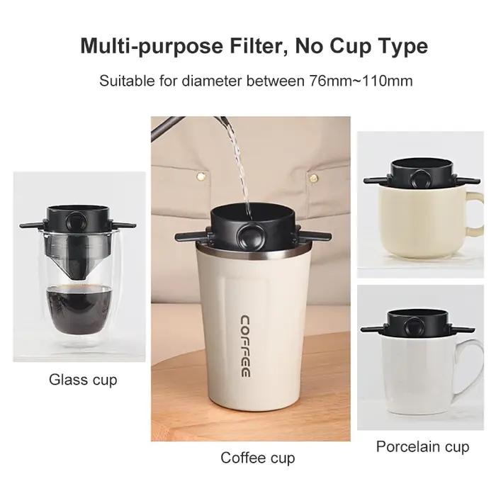 Filtre à café Portable, entonnoir réutilisable, infuseur à thé, goutte-à-goutte en acier inoxydable,