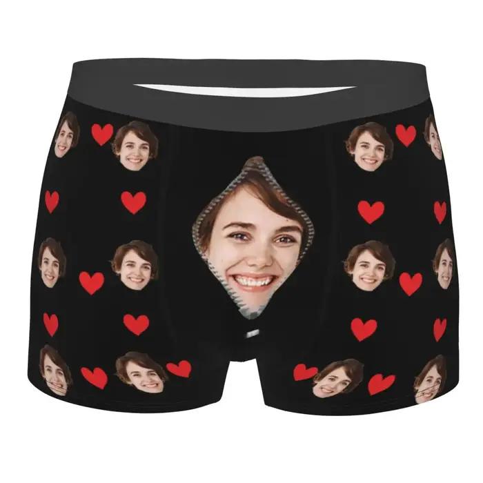 Sous-vêtements hommes personnalisés avec photo de visage boxers longs mode slips shorts zones me polyester S-XXL occasions spéciales