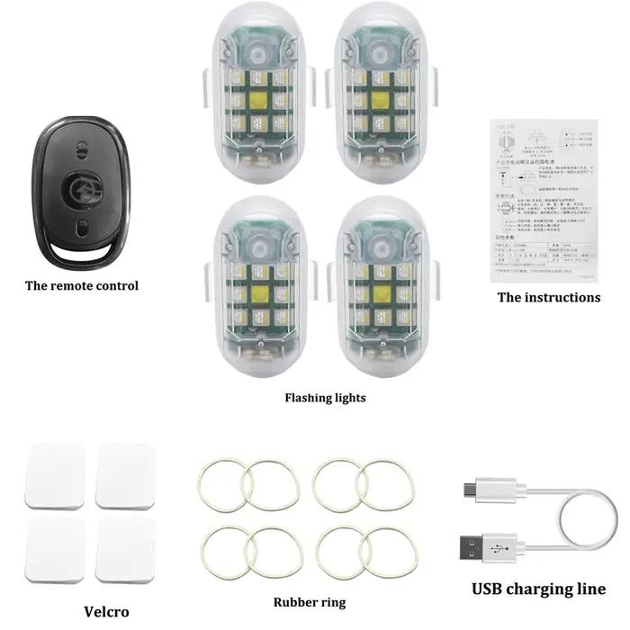 Lumiere Stroboscopique Led Avec Telecommande Sans Fil Pour Voiture Moto Velo Drone Scooter Lampe DAvertissement AntiCollision Indicateur Flash Occasions Speciales