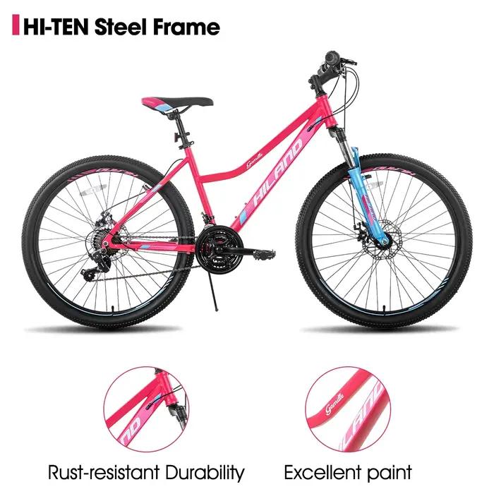Hiland-VTT 26 pouces pour femmes et hommes, vélo avec cadre traversant, Shimano 21 vitesses, VTT à f