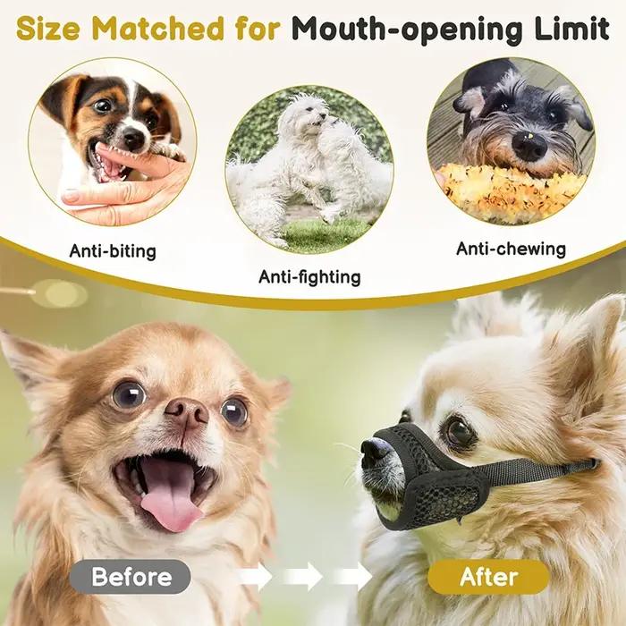 Hot!Hot!Muselière en maille pour chiens à mastication courte et de petite à moyenne taille