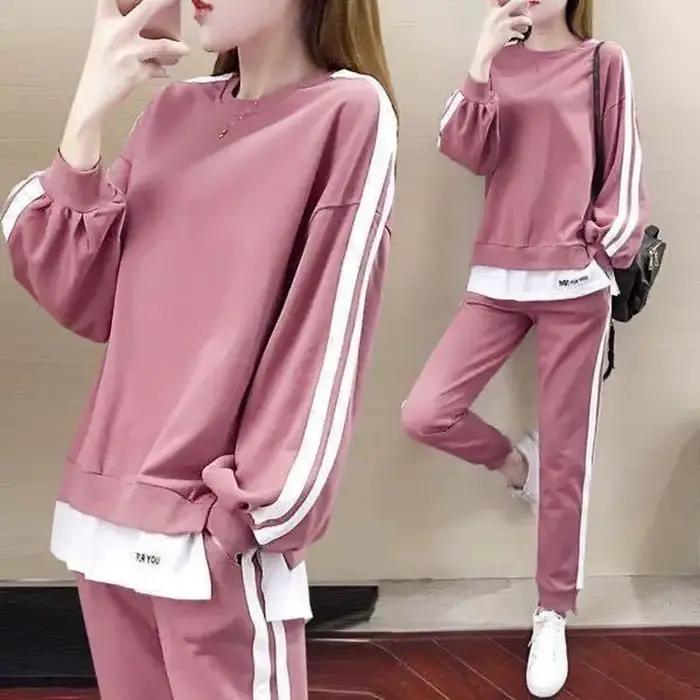 Ensemble de vêtements de sport pour femmes grandes tailles, sweat-shirt décontracté ample, ensemble