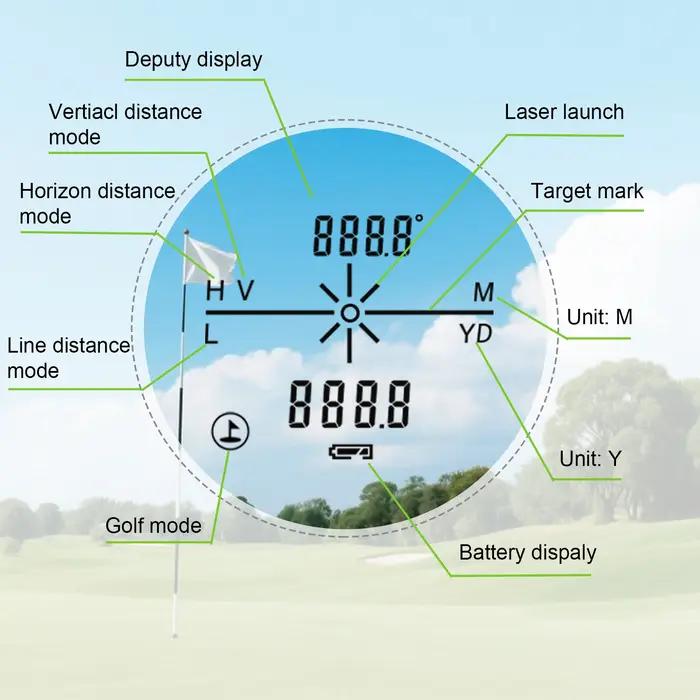 Télémètre laser monoculaire haute précision pour chasse, golf et activités extérieures 2000mètres de plage de mesure 6x grossissement 5 modes de mesure