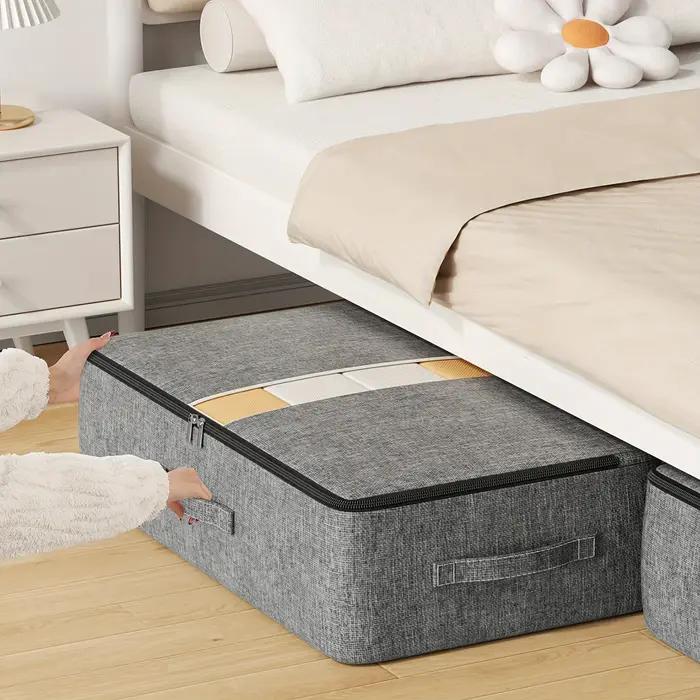 Sac de rangement pliable extra-large tissu non tissé gris clair pour vêtements anti-poussière usage quotidien et voyage