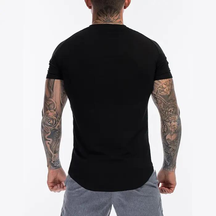T-shirt uni à manches courtes pour homme, vêtement en coton, respirant, serré, à la mode, pour fitness, gym, été