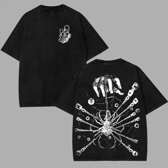 T-shirt graphique Kurapika Hunter X Hunter pour homme, vêtement anime à manches courtes, style hip-hop délavé, collection été 2026 en coton