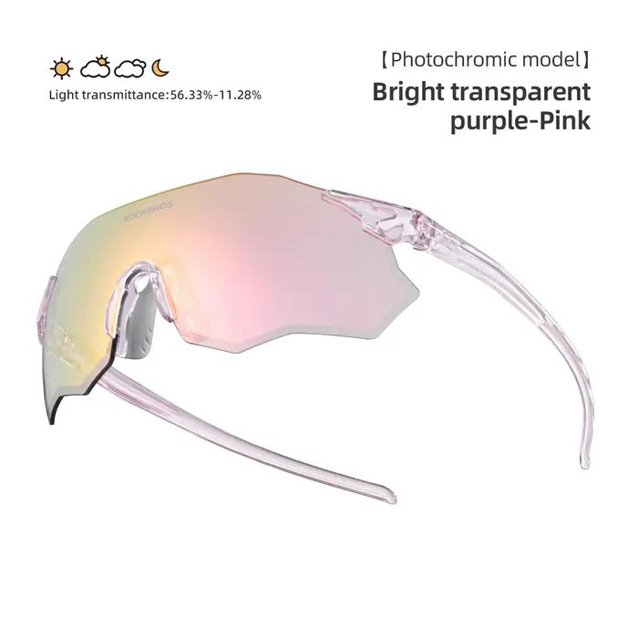 ROCKBROS Lunettes de cyclisme légères à lentille photochromique polarisée UV400 protection solaire pour femmes sports