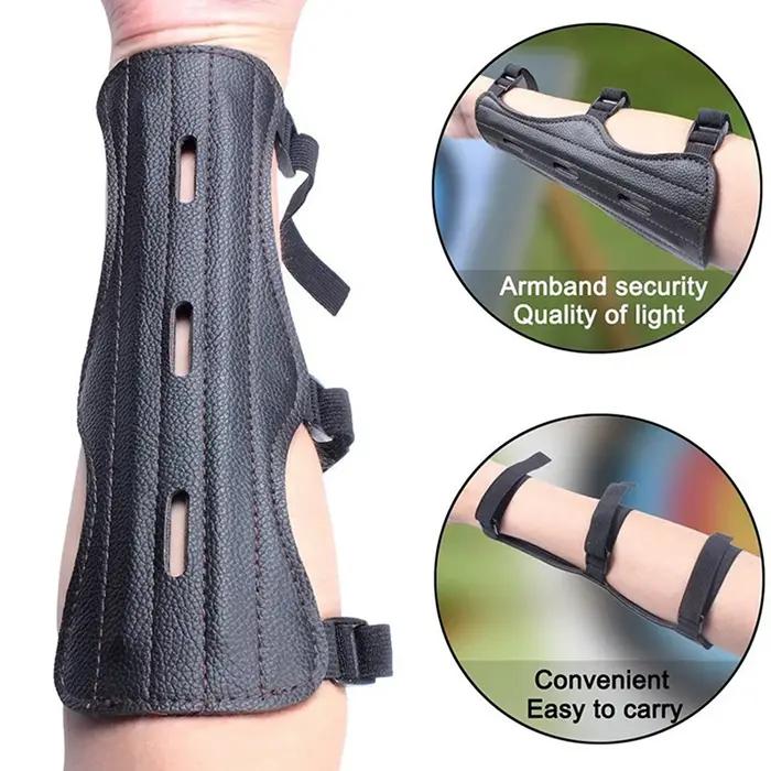 Équipement de tir à l'arc en cuir, Protection des bras, 3 sangles, Protection de l'avant-bras, arc réglable en toute sécurité, flèche, accessoires d'entraînement au tir de chasse