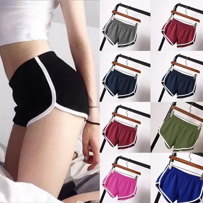 Short de sport pour femmes, couleur bonbon, Anti-vide, slim, décontracté, taille élastique, pantalon