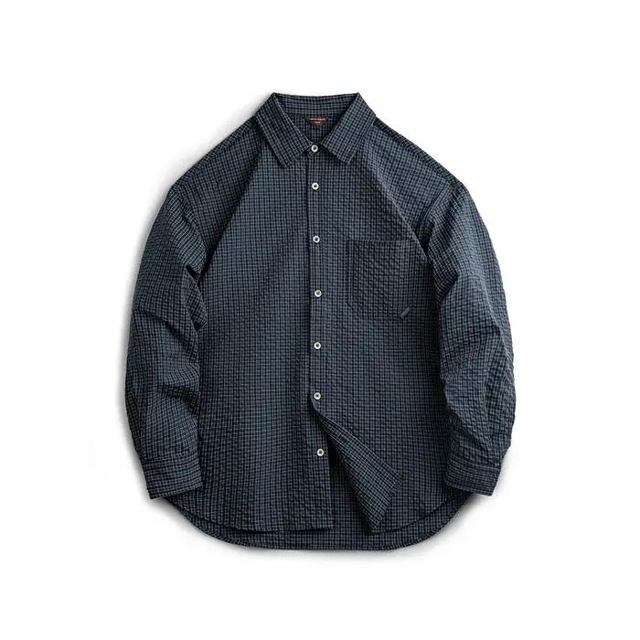 Maden-Chemise à carreaux rétro Seersucker pour homme