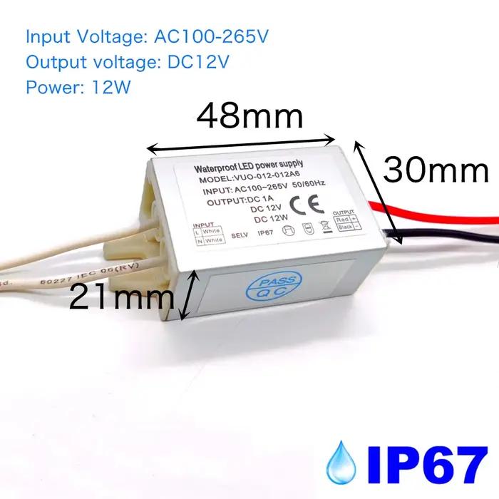 Pilote LED étanche IP67, alimentation électrique 12W 20W 36W, entrée 12V AC100-265V pour transformat