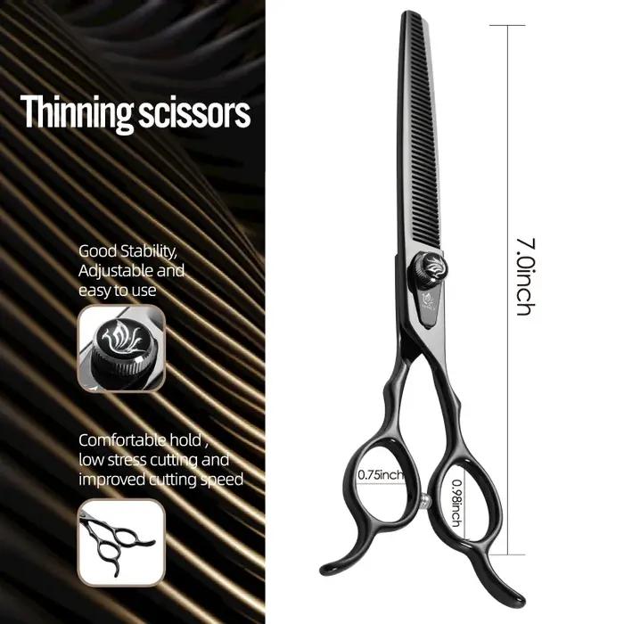 Fenice JP440C acier professionnel noir canin ciseaux de coiffure droit plus mince courbé Chunker toilettage pour