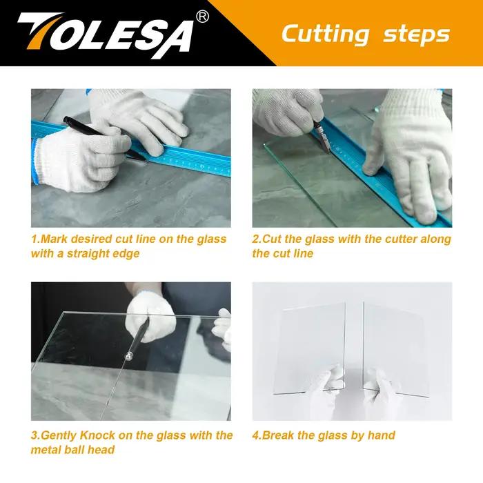 TOLESA Kits de coupe-verre 2 mm-20 mm, outil de coupe du verre avec alimentation et boîte à huile ao