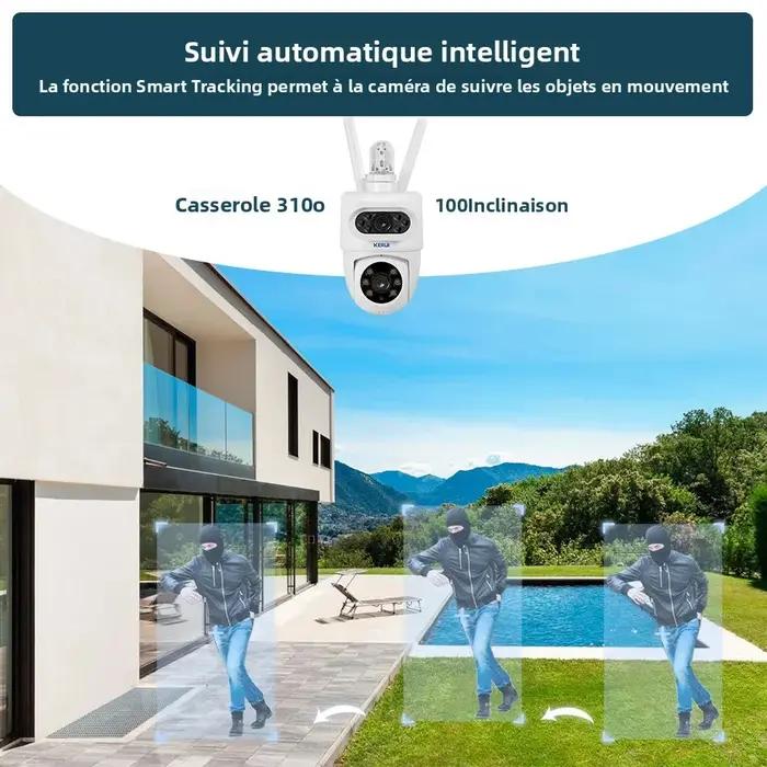 Caméra de sécurité extérieure KERUI 10MP 5K HD double objectif WiFi PTZ pour chasse et surveillance