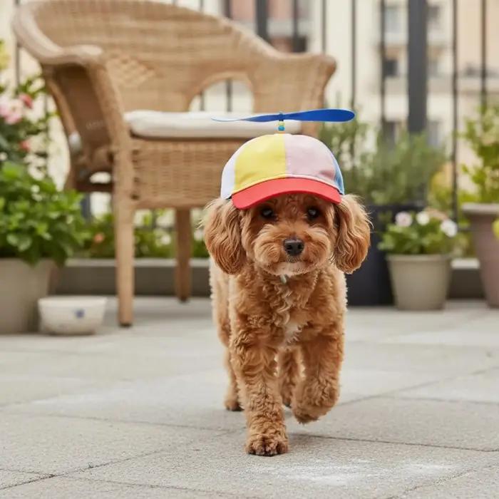 Casquette hélicoptère arc-en-ciel pour chien avec hélice rotative et sangle réglable pour sorties et fêtes occasions spéciales
