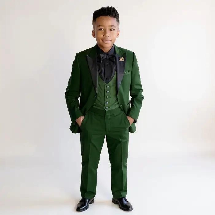 Costumes pour garçons, coupe cintrée, 3 pièces, fête de mariage formelle, smoking pour enfants, sur