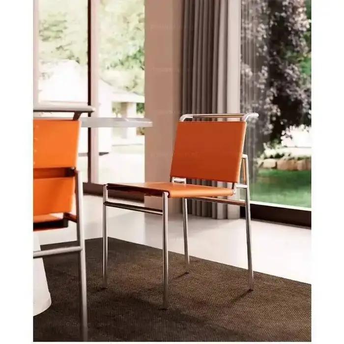 Chaise salle contemporaine en cuir cuisine salle à manger chaise pour salle à manger en acier inoxyd