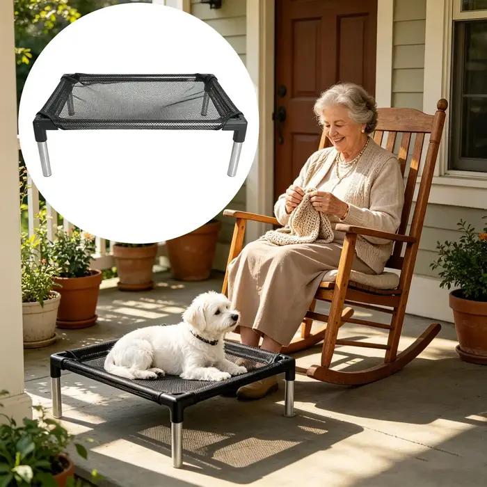 Lit surélevé pour chien en maille respirante