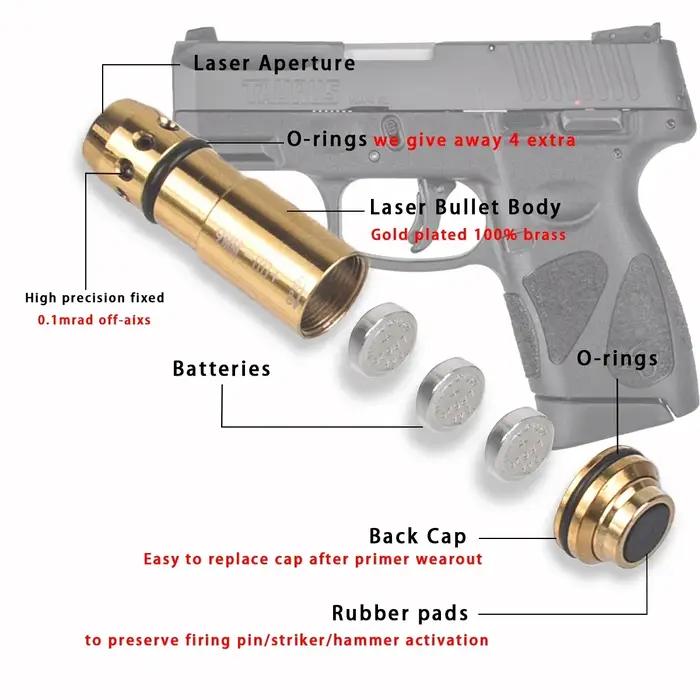 Balle d'entraînement Laser à point rouge 9mm, 9x19mm/380ACP/38spl/223Rem 7.62x39, cartouche d'entraînement Laser à feu sec, vue Laser de chasse