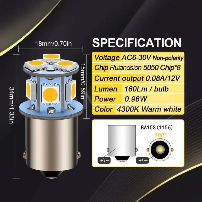 Ampoules LED R-ABC-X 1156 BA15S pour voitures camions motos feux arriere de recul antibrouillard lumiere intense couleur rouge blanc jaune blanc chaud