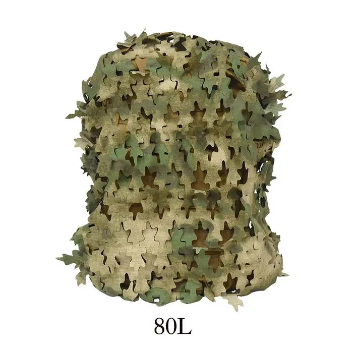 Housse de sac à dos 3D feuilles bionique pour chasseurs et peintballers, couleurs argent, bleu, gris, jaune, kaki, or, rose, rouge, violet, vert, camouflage efficace, 60L et 80L