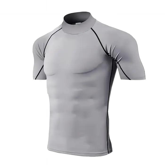 T-shirt de compression homme décontracté à manches courtes pour entraînement fitness et course à pied polyvalent quatre saisons