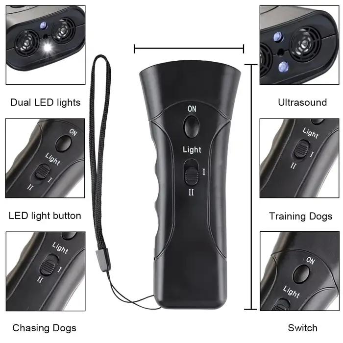 Dispositif anti-aboiement ultrasonique pour chien avec lumière LED pour l'entraînement des animaux de compagnie